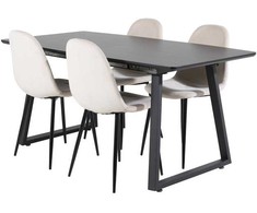 Venture Design Valgomasis stalas, Inca pratęsimas, 75x160x85 cm, Juodas, Valgomasis kėdė, Polar, 53.3x88x42.5 cm, Bežinis