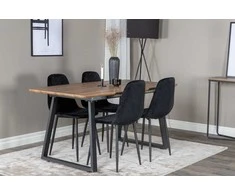 Venture Design Valgomasis stalas, Inka, 160x85 cm, ąžuolas, Valgomasis kėdė, Polaris, 86x44 cm, juoda