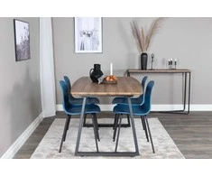 Venture Design Valgomasis stalas, Inka, 160x85 cm, ąžuolas, Valgomasis kėdė, Arktika, 82x49 cm, mėlyna