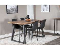 Venture Design Valgomasis stalas, Inka, 160x85 cm, ąžuolas / Valgomasis kėdė, Polaris, 81x45.5 cm, juoda