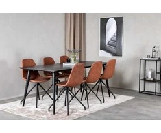 Venture Design Valgomasis stalas ir kėdė, Dipp ir Polar, 180x90 cm ir 54x88x44 cm, Juoda ir Ruda