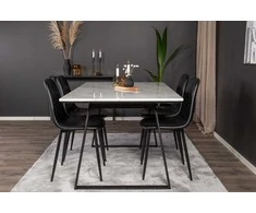 Venture Design Valgomasis stalas ir kėdės rinkinys, Estelle ir Polar, 74,5x140x90 cm, Juoda ir Balta