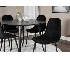 Venture Design Valgomasis stalas ir kėdės rinkinys, Dipp ir Polar Diamond, 115 cm ir 52x86x44 cm, Juoda