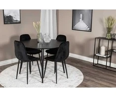 Venture Design Valgomasis stalas ir kėdės rinkinys, Dipp ir Polar Diamond, 115 cm ir 52x86x44 cm, Juoda