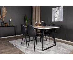 Venture Design Valgomasis stalas ir kėdės rinkinys, Estelle ir Polar, 74,5x140x90 cm, Juoda ir Balta