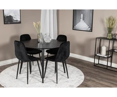 Venture Design Valgomasis stalas ir kėdės rinkinys, Dipp ir Polar Diamond, 115 cm ir 52x86x44 cm, Juoda