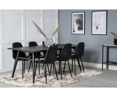 Venture Design Valgomasis stalas ir kėdžių komplektas, Stilingas ir poliarinis, Stalas: 75x195x95 cm Kėdė: 43x85.3x43.5 cm, Juodas