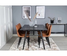 Venture Design Valgomasis stalas ir kėdžių komplektas, Stilingas ištraukiamas stalas ir Polar, 75x195x95 cm ir 53x87x44 cm, Juodas ir Ruda