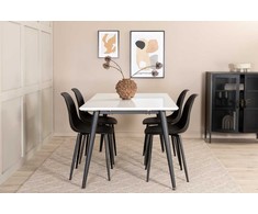 Venture Design Valgomasis stalas, Jimmy, 240x150x90 cm, Juodas ir Balta, Valgomojo kėdė, Polar, 81x45.5x58 cm, Juodas