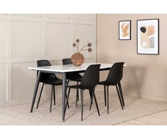 Venture Design Valgomasis stalas, Jimmy, 240x150x90 cm, Juodas ir Balta, Valgomojo kėdė, Polar, 81x45.5x58 cm, Juodas