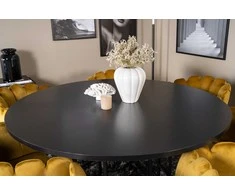 Venture Design Valgomasis stalas, Kopenhaga, ⌀140 cm, juodas / Kėdė, Limhamn, 54x76x61 cm, aukso velvetas