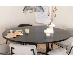Venture Design Valgomasis stalas, Kopenhaga, 140x74 cm, Juodas + Valgomasis kėdė, Kenth, 52x76x40 cm, Šviesiai pilka