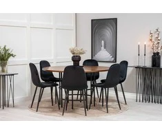 Venture Design Valgomasis stalas, Kopenhaga, ⌀140 cm, Ruda / Valgomasis kėdė, Poliaras, 53.3x88x42.5 cm, Juoda