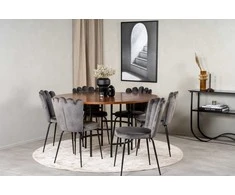 Venture Design Valgomasis stalas, Kopenhaga, ⌀140 cm, Ruda/Juoda, Kėdė, Limhamn, 54x82.5x44.5 cm, Pilka