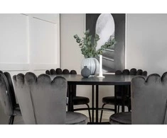 Venture Design Valgomasis stalas, Kopenhaga, ⌀140 cm, Juodas, Kėdė, Limhamn, 54x82.5x44.5 cm, Pilka