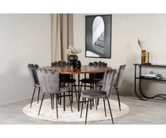 Venture Design Valgomasis stalas, Kopenhaga, ⌀140 cm, Ruda/Juoda, Kėdė, Limhamn, 54x82.5x44.5 cm, Pilka