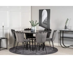 Venture Design Valgomasis stalas, Kopenhaga, ⌀140 cm, Juodas, Kėdė, Limhamn, 54x82.5x44.5 cm, Pilka