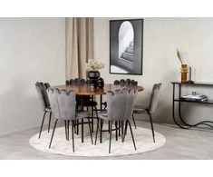 Venture Design Valgomasis stalas, Kopenhaga, ⌀140 cm, Ruda/Juoda, Kėdė, Limhamn, 54x82.5x44.5 cm, Pilka