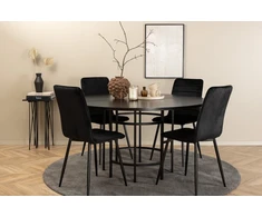 Venture Design Valgomasis stalas, Kopenhaga, 140x74 cm, Juodas / Valgomasis kėdė, Windu Lyx, 49x94x43 cm, Juoda