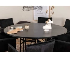 Venture Design Valgomasis stalas, Kopenhaga, 140x74 cm, Juodas / Valgomasis kėdė, Petra, 60x87x57 cm, Juoda