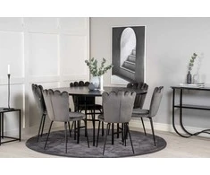 Venture Design Valgomasis stalas, Kopenhaga, ⌀140 cm, Juodas, Kėdė, Limhamn, 54x82.5x44.5 cm, Pilka