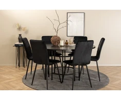 Venture Design Valgomasis stalas, Kopenhaga, 140x74 cm, Juodas + Valgomasis kėdė, Windu Lyx, 49x94x43 cm, Juoda
