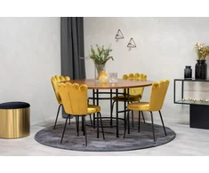 Venture Design Valgomasis stalas, Kopenhaga, ⌀140 cm, Ruda/Juoda+Kėdė, Limhamn Light, 54x82.5x44.5 cm, Aukso spalvos