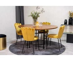 Venture Design Valgomasis stalas, Kopenhaga, ⌀140 cm, Ruda/Juoda+Kėdė, Limhamn Light, 54x82.5x44.5 cm, Aukso spalvos