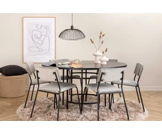 Venture Design Valgomasis stalas, Kopenhaga, 140x74 cm, Juodas + Valgomasis kėdė, Kenth, 52x76x40 cm, Šviesiai pilka