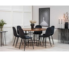 Venture Design Valgomasis stalas, Kopenhaga, ⌀140 cm, Ruda / Valgomasis kėdė, Poliaras, 53.3x88x42.5 cm, Juoda