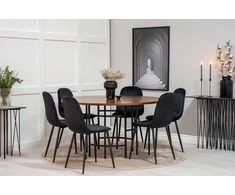 Venture Design Valgomasis stalas, Kopenhaga, ⌀140 cm, Ruda / Valgomasis kėdė, Poliaras, 53.3x88x42.5 cm, Juoda