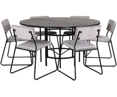 Venture Design Valgomasis stalas, Kopenhaga, 140x74 cm, Juodas + Valgomasis kėdė, Kenth, 52x76x40 cm, Šviesiai pilka