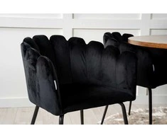 Venture Design Valgomasis stalas, Kopenhaga, ⌀140 cm, rudas / Valgomasis kėdė, Limhamn, 54x76x61 cm, juoda aksomas