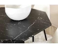 Venture Design Valgomasis stalas, Marbs, 110x75 cm, Juodas, Valgomasis kėdė, Polar, 53x87x44 cm, Balta