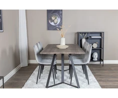 Venture Design Valgomasis stalas, Marina, 180x90 cm, Pilka / Valgomasis kėdė, Polar, 52x86 cm, Juoda