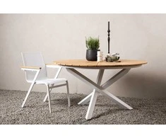 Venture Design Valgomasis stalas, Meksika, ø140 cm, Balta/Teakinis