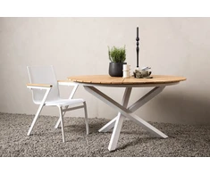 Venture Design Valgomasis stalas, Meksika, ø140 cm, Balta/Teakinis