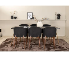Venture Design Valgomasis stalas, Petra, 190x90 cm, Juodas + Valgomasis kėdė, Arch, 83x48.5 cm, Juoda