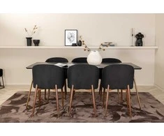 Venture Design Valgomasis stalas, Petra, 190x90 cm, Juodas + Valgomasis kėdė, Arch, 83x48.5 cm, Juoda