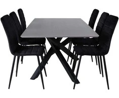 Venture Design Valgomasis stalas, Piazza, 190x90 cm, Pilka + Valgomasis kėdė, Windu Lyx, 49x43 cm, Juoda