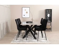 Venture Design Valgomasis stalas, Piazza, 190x90 cm, Pilka + Valgomasis kėdė, Windu Lyx, 49x43 cm, Juoda