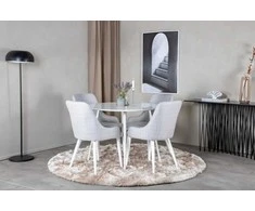 Venture Design Valgomasis stalas, Plaza, 100 cm, Balta + Valgomasis kėdė, Plaza, 58x86x49 cm, Šviesiai pilka