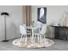 Venture Design Valgomasis stalas, Plaza, 100 cm, Balta + Valgomasis kėdė, Polar, 53x87x44 cm, Šviesiai pilka