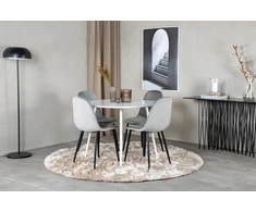 Venture Design Valgomasis stalas, Plaza, 100 cm, Balta + Valgomasis kėdė, Polar, 53.3x88x42.5 cm, Šviesiai pilka