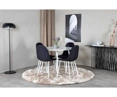 Venture Design Valgomasis stalas, Plaza, 100 cm, Balta, Valgomasis kėdė, Polar, 53x87x44 cm, Juoda