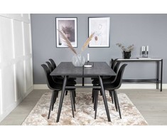 Venture Design Valgomasis stalas, Stilingas ištraukiamas stalas, 75x195x95 cm, Juodas šepetėlinis, Valgomasis kėdė, Polar, 58x81x45.5 cm, Juoda