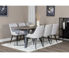 Venture Design Valgomasis stalas su komplektu, Marina ir Plaza, 180x90 cm, pilkas/juodas