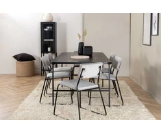 Venture Design Valgomasis stalas, Uno, 200x90 cm, Juodas, Valgomasis kėdė, Kenth, 76x40 cm, Pilka