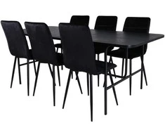 Venture Design Valgomasis stalas, Uno, 200x90 cm, Juodas, Valgomasis kėdė, Windu Lyx, 94x43 cm, Juoda