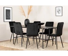 Venture Design Valgomasis stalas, Uno, 200x90 cm, Juodas, Valgomasis kėdė, Windu Lyx, 94x43 cm, Juoda